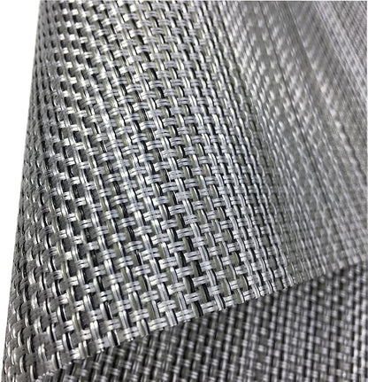WAZAIGUR Placemats,Easy to Clean Crisscross Woven Vinyl Place Mats Durable Non-Slip Heat Resistant Table Mats,Placemats for Kitchen Table Set of 4,Silver and Black