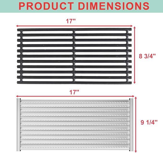 463642316 Emitter Plates & Cooking Grates for Charbroil TRU-Infrared 466642416 463632320 463644220 463675016 463675016P1,Infrared Grill Replacement for Charbroil G369-0030-W1 G362-2100-W1,17 Inch