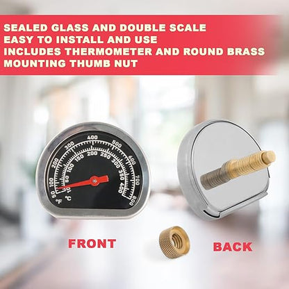 18013 BBQ Grill Lid Temperature Gauge Compatible with Broil King, Replacement Large Chrome Lid Heat Indicator for Broil King Signet/Sovereign/Baron/Regal/Imperial Series Grill Parts (1998-present)