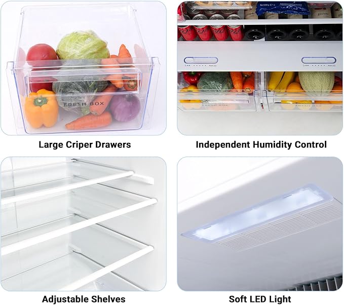 Propane Refrigerator with Freezer 19 Cu.Ft, Off Grid Gas Fridge, Dual Power Supply, Large Capacity Refrigerator for RV Home Outdoor Camper Kitchen, Stainless Steel