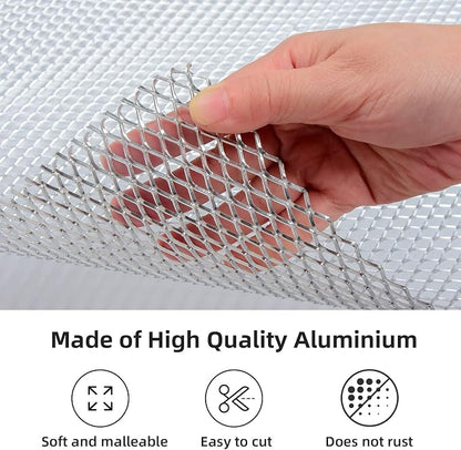 AggAuto Universal 170"x40" Car Grill Mesh 6x12mm Rhombic Hole Silver | Aluminum Alloy Automotive Grille Insert Bumper, One of the Most Multifunctional Shape Grids