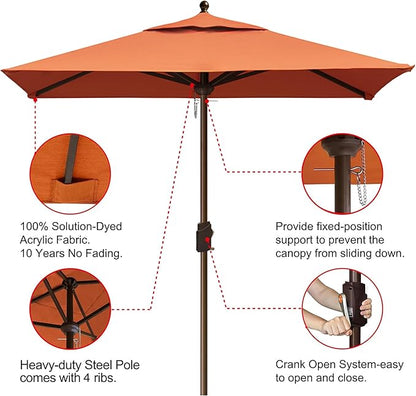 EliteShade USA 10-Year-Non-Fading 6x6Ft Square Market Patio Umbrella, UPF 50+ UV Protection Performance Sun Umbrella, Heavy Duty Commercial Grade Outdoor Table Umbrella with Crank, Windproof Vented Top for Garden, Pool, Deck and Outdoor Playsets, Rust