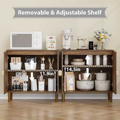 Sideboard Buffet Cabinet with Storage,Sideboard Buffet with Doors and Adjustable Shelf,Wooden Storage Cabinet, 31.3”W x 15.0”D x 30.6”H (Walnut)