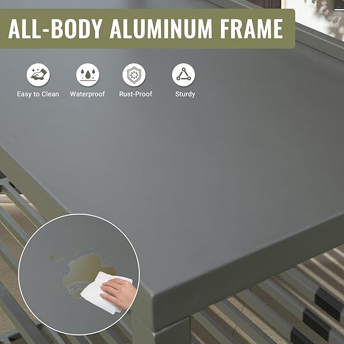 Domi Outdoor Kitchen Island, Modular Kitchens Counter with Whole Aluminum Finish & Work Shelf & Wall Hanging & Countertop & Protective Cover, Kitchen Series for Deck Patio, Dark Gray