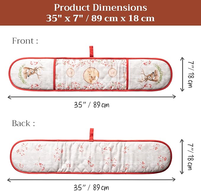 Maison d' Hermine Double Oven Mitts 100% Cotton Double Oven Glove (7"x35") | Heat Resistant BBQ Cooking Gloves with Loop Baking Kitchen Home Hotel Farmhouse Thanksgiving Christmas - Mountain Life