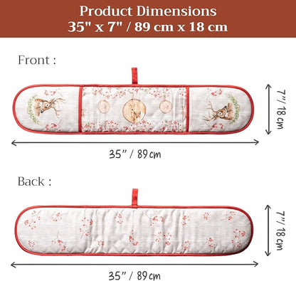 Maison d' Hermine Double Oven Mitts 100% Cotton Double Oven Glove (7"x35") | Heat Resistant BBQ Cooking Gloves with Loop Baking Kitchen Home Hotel Farmhouse Thanksgiving Christmas - Mountain Life