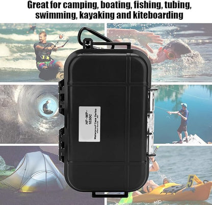Waterproof Storage Case, Outdoor Survival Waterproof Case Shockproof Storage Case Airtight Carry Box Container for Outdoor Boating Camping(Black)