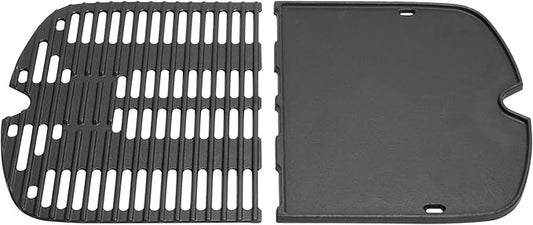 Cast Iron Cooking Grate and Grill Griddle 7034 for Weber Traveler Portable Gas Grill, Replacement Parts for Weber 9010001 9020001 9030001 9013001 Stealth Edition Traveler Portable Accessories