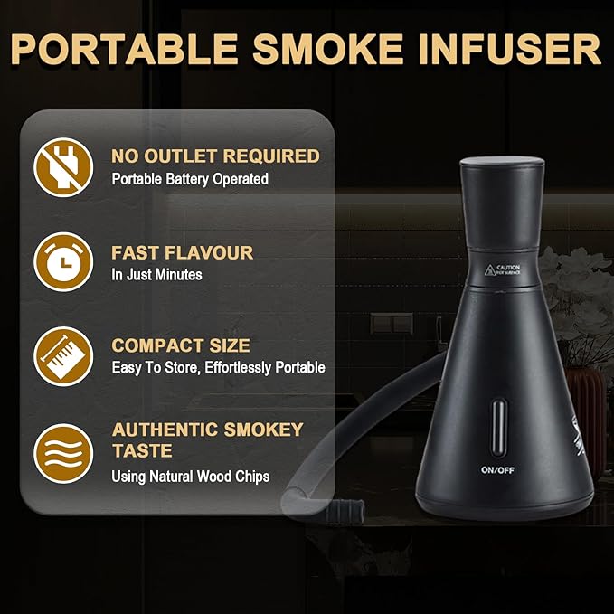 Smoke Gun Cocktail Smoker Kit - Complete Cocktail Smoker Kit with 4 Wood Flavors, Accessories, and Brush - Perfect Drink Smoker Kit for Infusing Flavor into Cocktail (Black(Dome not included))