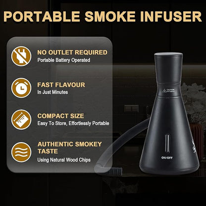 Smoke Gun Cocktail Smoker Kit - Complete Cocktail Smoker Kit with 4 Wood Flavors, Accessories, and Brush - Perfect Drink Smoker Kit for Infusing Flavor into Cocktail (Black(Dome not included))