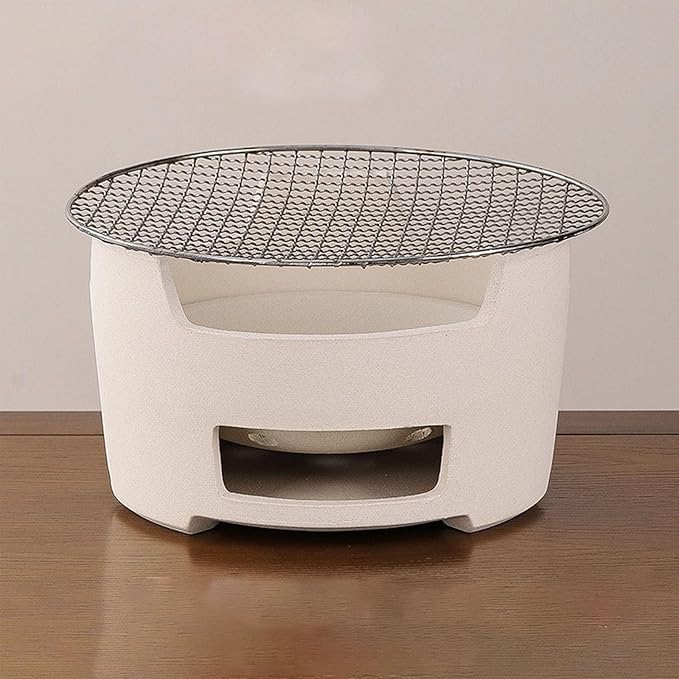 Pottery Barbecue Stove, Portable Wood Clay Charcoal Stove, Multipurpose Outdoor Charcoal Stove, Indoor Charcoal Grill, with Metal Baking Tray(L)