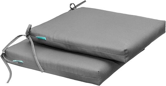 QILLOWAY Outdoor Indoor Seat Cushions, Square Foam Dining Chair Pads,All Weather, 17"x17"x3",2 Count (Light Grey)