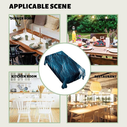 Ocean Waves Table Cloth Rectangle Tables Blue Summer Sea Beach Pool Rectangle Table Cloth Kitchen Table Decorations for Home Dinner Party 52" x 70" 4-6 Seats