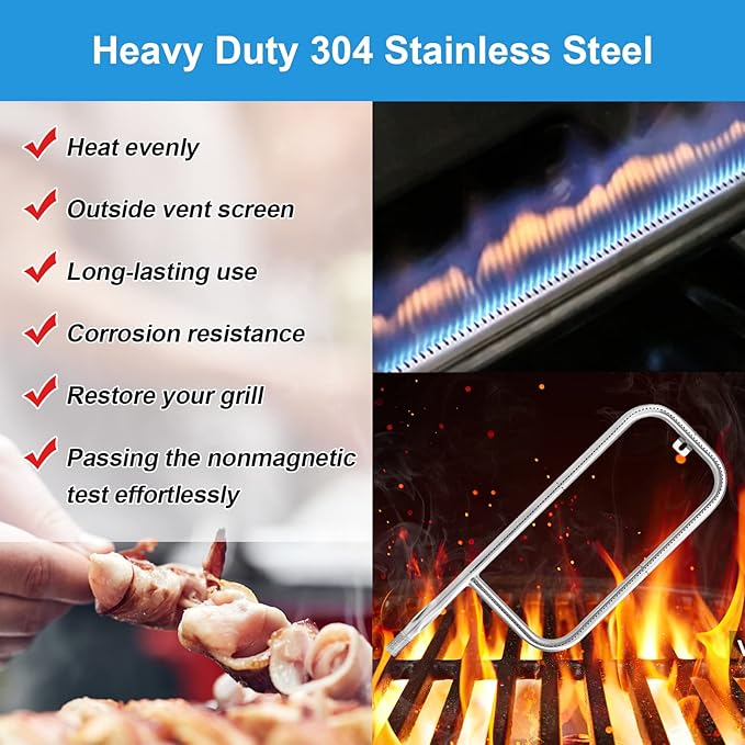 41862 Grill Burner for Weber Q200, Q220, Q2000 Q2200, 396000, 396001, 396002, 566002, 53060001, 304 Stainless Steel 20.5 Inches Grill Burner Tube Pipe Kit Replacement for Weber 69956/60041