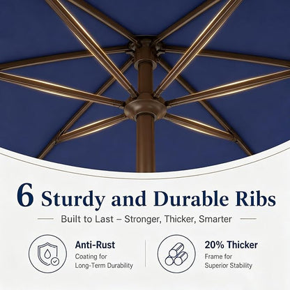 7.5ft Patio Umbrella, Outdoor Table Market Umbrella with Smooth Crank Lift, 6 Windproof Fiberglass Ribs, UPF50+ UV Protection for Deck, Pool, Garden and Backyard