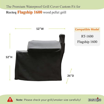 Grill Cover for Recteq Flagship 1600,Rec Tec 1600 Wood Pellet Grill - Heavy Duty Waterproof Fade Resistant Pellet Grill Cover with Locking Drawstring for Rectec Flagship 1600 Grill Accessories