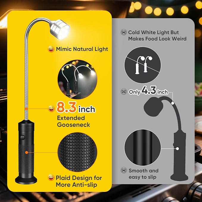 Magnetic Grill Light Outdoor Grill: 2Pack Grilling Gifts for BBQ Enthusiast | Grilling Accessories, Bright & 360° Flexible, Ip65 Waterproof Outdoor Night Barbecue , Strong Magnetic Base Fit Most Grills