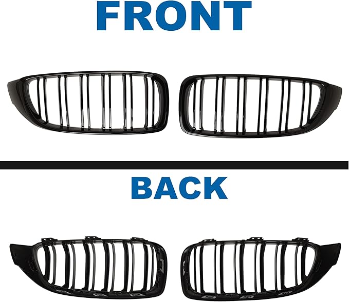 F32 Grille - Front Kidney Grille Compatible with 2014-2020 4 Series F32/F33/F36 428i 430i 435i 440i，2015-2019 F82 F83 M4 3 Series F80 M3 Double Slats Glossy Black