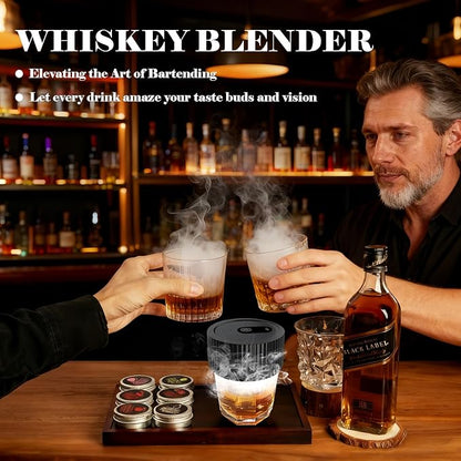 Electric Whiskey Smoker Kit, Bourbon Whiskey Smoker, 8 Flavors Wood Chips, Cocktail Smoker Enhancer with USB Rechargeable & Built-in Lighter, Fashion Drink Smoker Kit Gift for Men Husband Dad