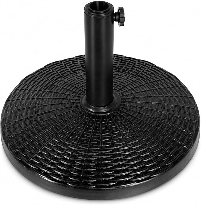 22 Lbs 17.72 Inch Round Umbrella Stand, Heavy Duty Weighted Base for Outdoor Market Parasols, Stable Holder for Patio Deck Lawn Garden Poolside, Black