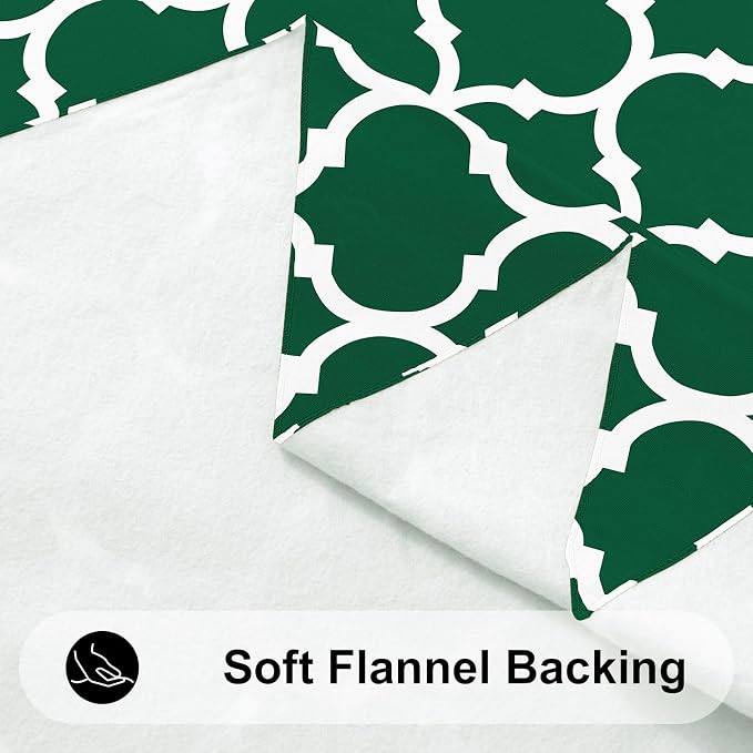 Smiry Rectangle Table Cloth, Waterproof Vinyl Tablecloth with Flannel Backing for Rectangle Tables, Wipeable Spillproof Plastic Tablecloths for Dining, Indoor and Outdoor (60"x102", Emerald Green)
