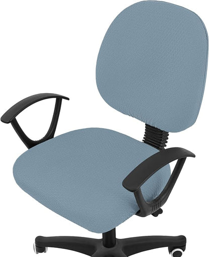 Smiry Office Computer Chair Covers for Desk Rotating Chair Protector | Stretch Jacquard Removable Washable Universal Slipcovers, Seat + Backrest Cover, Airy Blue