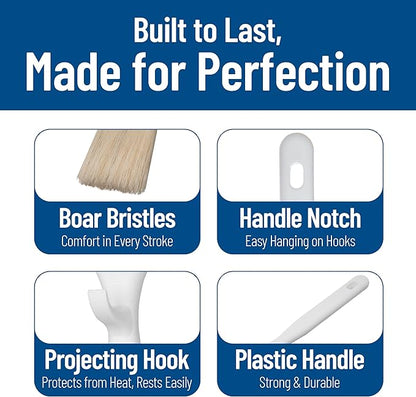 SPARTA 4037800 Meteor Boarhair Pastry Brush, Basting Brush With Built-In Projecting Hook, 2 Inches, Brown, (Pack of 12)