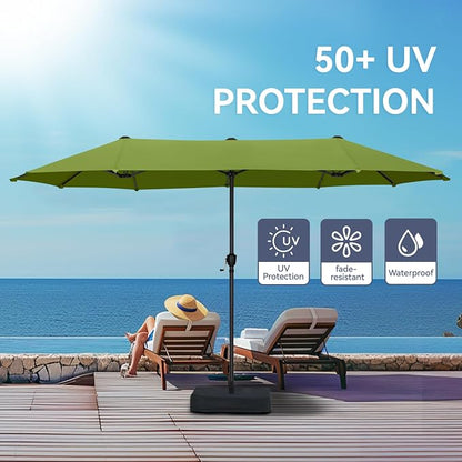 GREEN PARTY 13 ft Outdoor Patio Umbrella, Large Rectangular Table Umbrellas | Double-Sided, UV & Fade Resistant Canopy for Deck Poolside Garden Backyard, Market Umbrella with Crank & 1.5" Pole, Lime