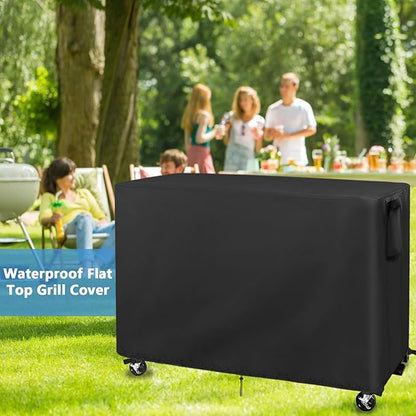 Flat Top Grill Cover Waterproof Compatible with Royal Goumet 8-Burner Gas Grill with Side Tables Down, Weatherproof Propane Griddle Cover for Protecting Outdoor BBQ Grill,58" x 26" x 38"