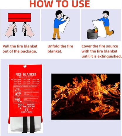 Fire Blanket 40"x40" - Reusable Emergency Fire Suppression for Kitchen, Grill, Home, Camping,Car,Fireplace, School, BBQ & Office (1 Pack)