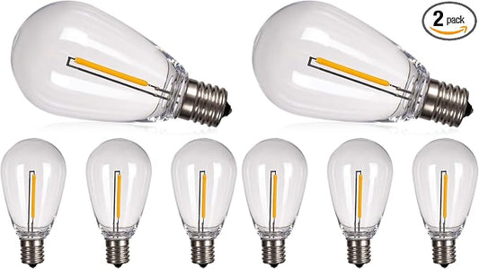 addlon LED Replacement Bulbs 1W S14 8 Pack Waterproof E17 Screw Base for Outdoor LED String Lights Shatterproof