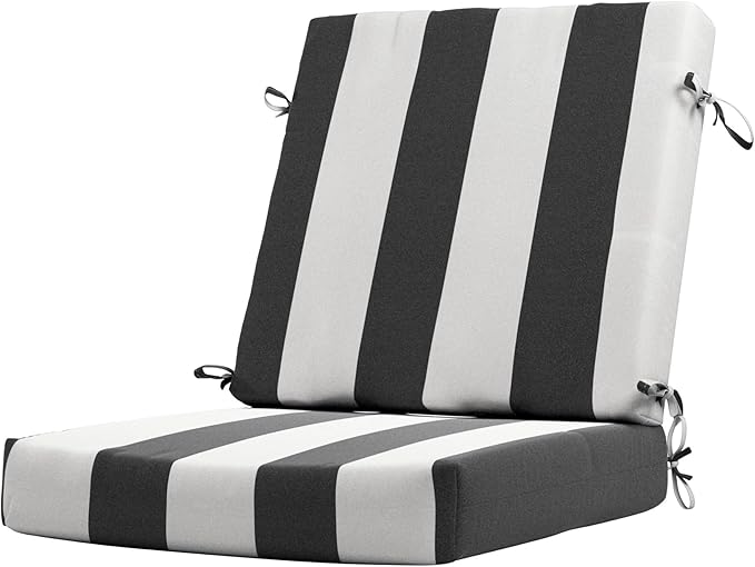 California Umbrella Outdoor Dining Chair, Patio Seat Cushion, 20 x 40 Inch, Premium Outdoor Memory Foam, Fade Resistant Sunbrella Fabric, Fabric Ties,Cabana Classic