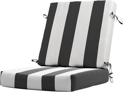 California Umbrella Outdoor Dining Chair, Patio Seat Cushion, 20 x 40 Inch, Premium Outdoor Memory Foam, Fade Resistant Sunbrella Fabric, Fabric Ties,Cabana Classic