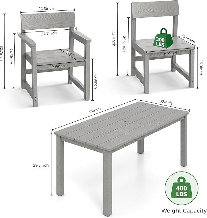 Jocoevol 12-Piece HIPS Patio Dining Set for 10 Person Outdoor Dining Sets with Umbrella Hole Tables and Chairs Furniture Set All Weather Proof for Garden, Backyard, Poolside