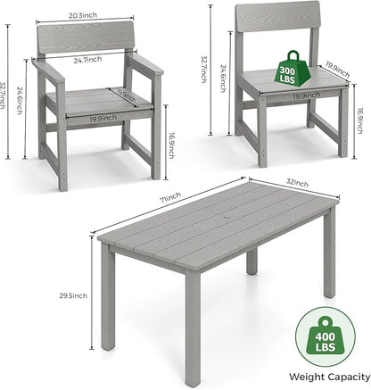 Jocoevol 12-Piece HIPS Patio Dining Set for 10 Person Outdoor Dining Sets with Umbrella Hole Tables and Chairs Furniture Set All Weather Proof for Garden, Backyard, Poolside