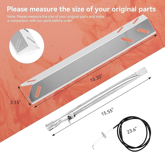 Grill Replacement Parts for Cuisinart GAS9556AS, GAS2456AS,GAS2556AS,GAS1456ASO,GAS1456BSO,GAS9456AS, Cuisinart 2556, Heat Tent Grill Burner for Cuisinart 5 Burner Gas Grill GAS9556AS GAS2556AS