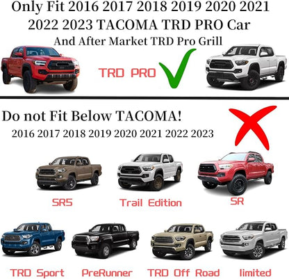 Led Grill Lights Emblem for Toyota Tacoma TRD-Pro 2015-2023 | 5pcs ,White leds,Smorked color ,Tacoma front Emblems grills lights