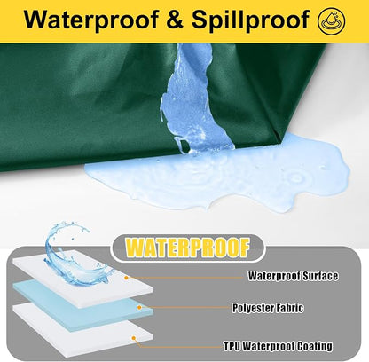 Smiry Picnic Table Cover with Bench Covers, Waterproof Elastic Fitted Polyester Tablecloths for 8 Ft Rectangle Tables, Washable Windproof Tablecloth for Camping, Outdoor (Hunter Green, 30x96 Inches)