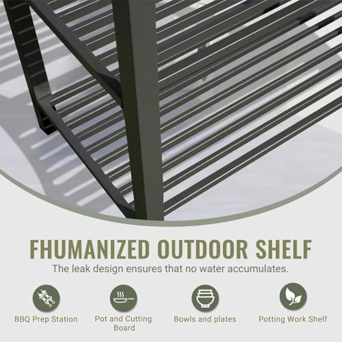 Outdoor Kitchen Island, Modular Kitchens Counter with Whole Aluminum Finish & Work Shelf & Wall Hanging & Countertop & Protective Cover, Kitchen Series for Deck Patio, Dark Gray