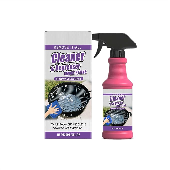 Fast Acting Heavy Duty Grill Degreaser Spray, Remove It-All Grill Cleaner & Degreaser Spray, Removes Carbon Deposits, Food Residue & Smoky Stains, 4 Fl Oz, Spray Bottle