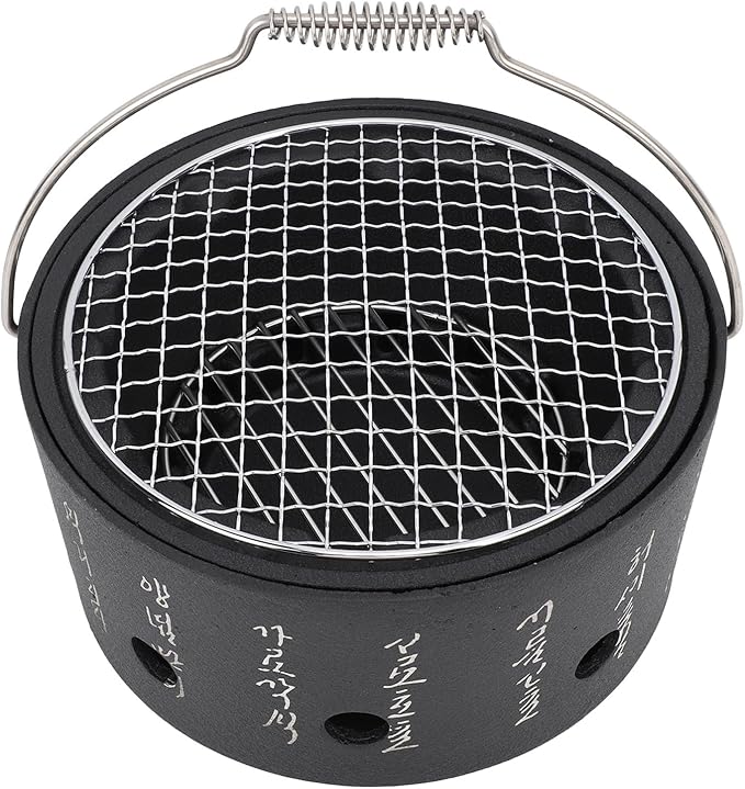 Fydun Portable BBQ Stove, Handle Text Stove Korean Cooking Charcoal Design Multifunctional Charcoal Grills Barbecue Alcohol Surrounding Tea Cooking Energy Saving Aluminum Stainless (L
