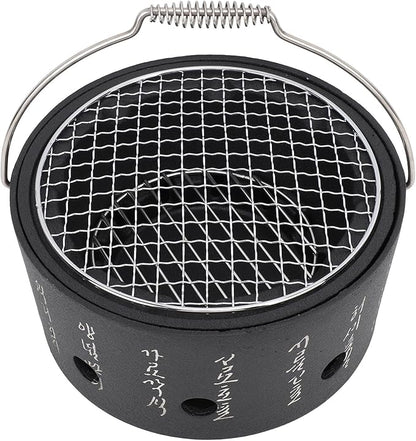 Fydun Portable BBQ Stove, Handle Text Stove Korean Cooking Charcoal Design Multifunctional Charcoal Grills Barbecue Alcohol Surrounding Tea Cooking Energy Saving Aluminum Stainless (L
