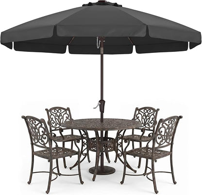 ABCCANOPY 10ft Scalloped Patio Umbrella, Outdoor Table Umbrella with Tilt and Crank, Fiberglass Ribs Deck Umbrella for Patio, Pool, Garden, Picnic (Dark Gray)
