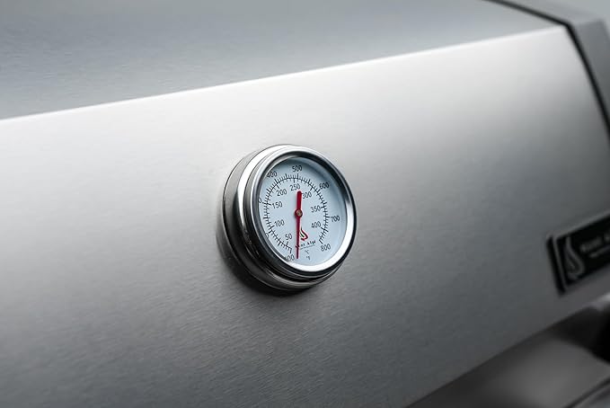 Mont Alpi 142"W Stainless Steel Deluxe Modular Outdoor Kitchen Island with Side Burner + 3 Tap Kegerator Refrigerator + 44"W 6-Burner BBQ Gas Grill + Granite Countertops + Storage Cabinets & Drawers