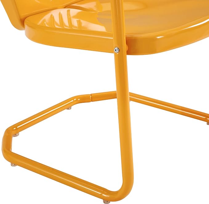 Crosley Furniture Griffith Outdoor Chair, Retro Metal Patio Chairs for Dining, Porch, Deck, Balcony, Tangerine