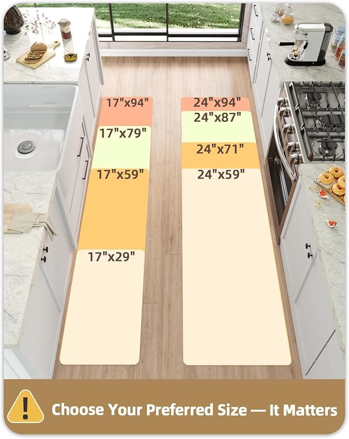 Color&Geometry Anti Fatigue Cushion Kitchen Mat for Floor -24"x71",Wide,Easy Clean, Water & Oil Proof, Anti Slip, Foam Rubber Runner Rug for Front Sink Comfort Standing,Blue
