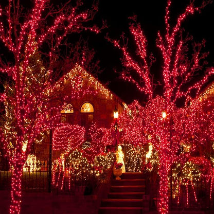 YIQU 75.8 FT 200 LED Extendable Red Christmas String Lights Indoor Outdoor | Memory Function & Timer & 8 Modes,Ultra Bright Green Wire Waterproof Twinkle Lights for Xmas Tree Yard Holiday Party Decor