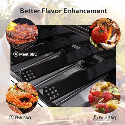 Criditpid Grill Replacement Parts for Nexgrill 6 Burner 720-0896B 720-0830H 720-0882A 720-0783E 720-0896, Grill Master 720-0697 720-0737, Grill Heat Tent Plate Buner Cover for Members Mark 720-0830F.