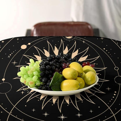 Vintage Tarot Moon Sun Tablecloth Moon Phase Star Galaxy Space Esoteric Astrology Table Cloth Water Resistant Wipeable Table Cover for Farmhouse Picnic Party Holiday Kitchen Dinner Table 55"x75"