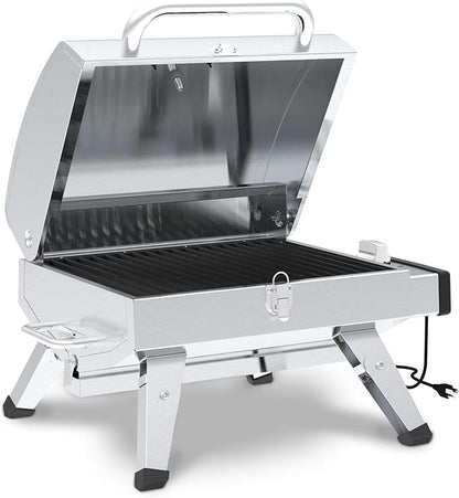 GrillPro 201119 GrillPro Table Top Portable Electric Grill in Stainless Steel